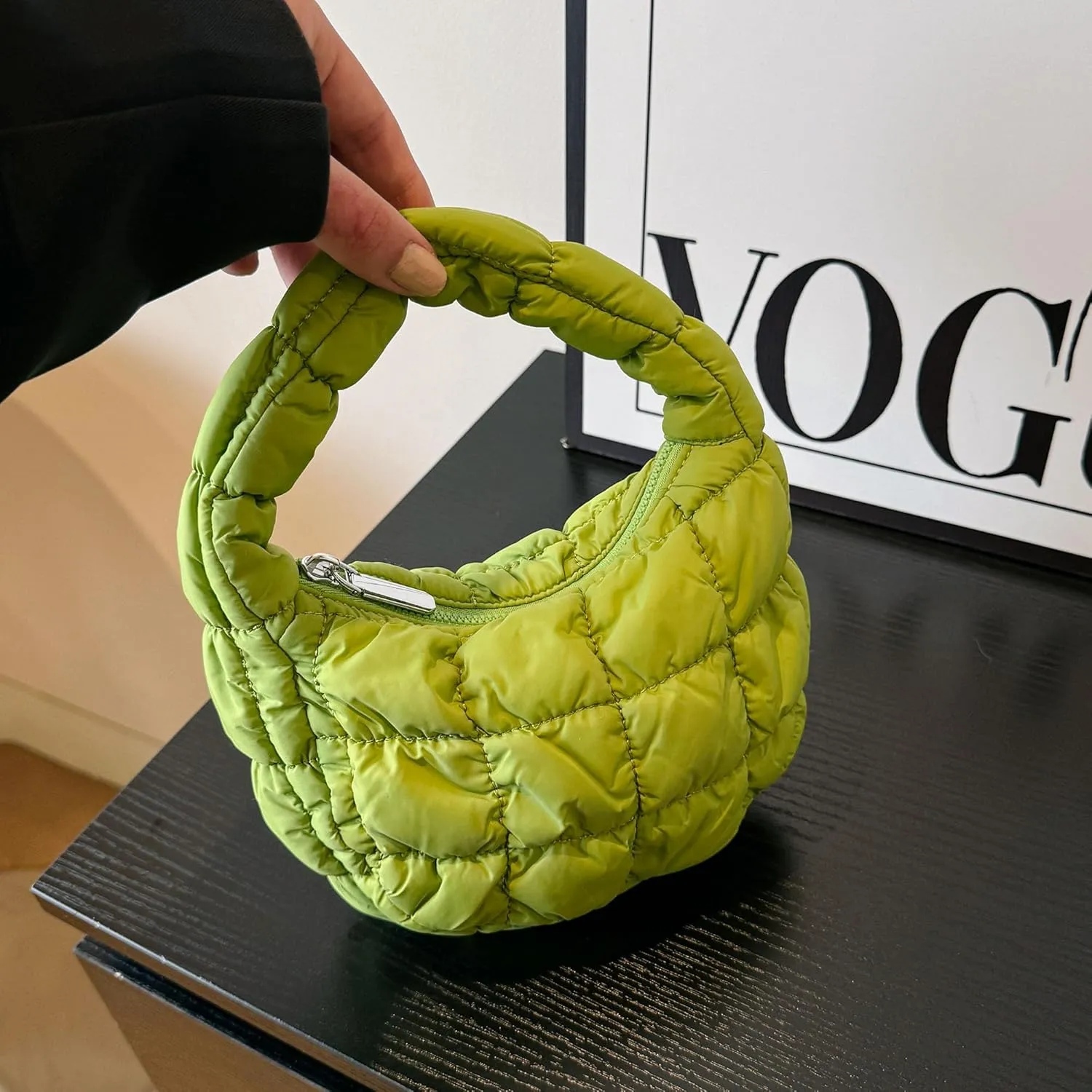 Quilted MINI Handbag and Purses Women Puffer Nylon Hobo Cotton Padded Purse Work Travel Lightweight