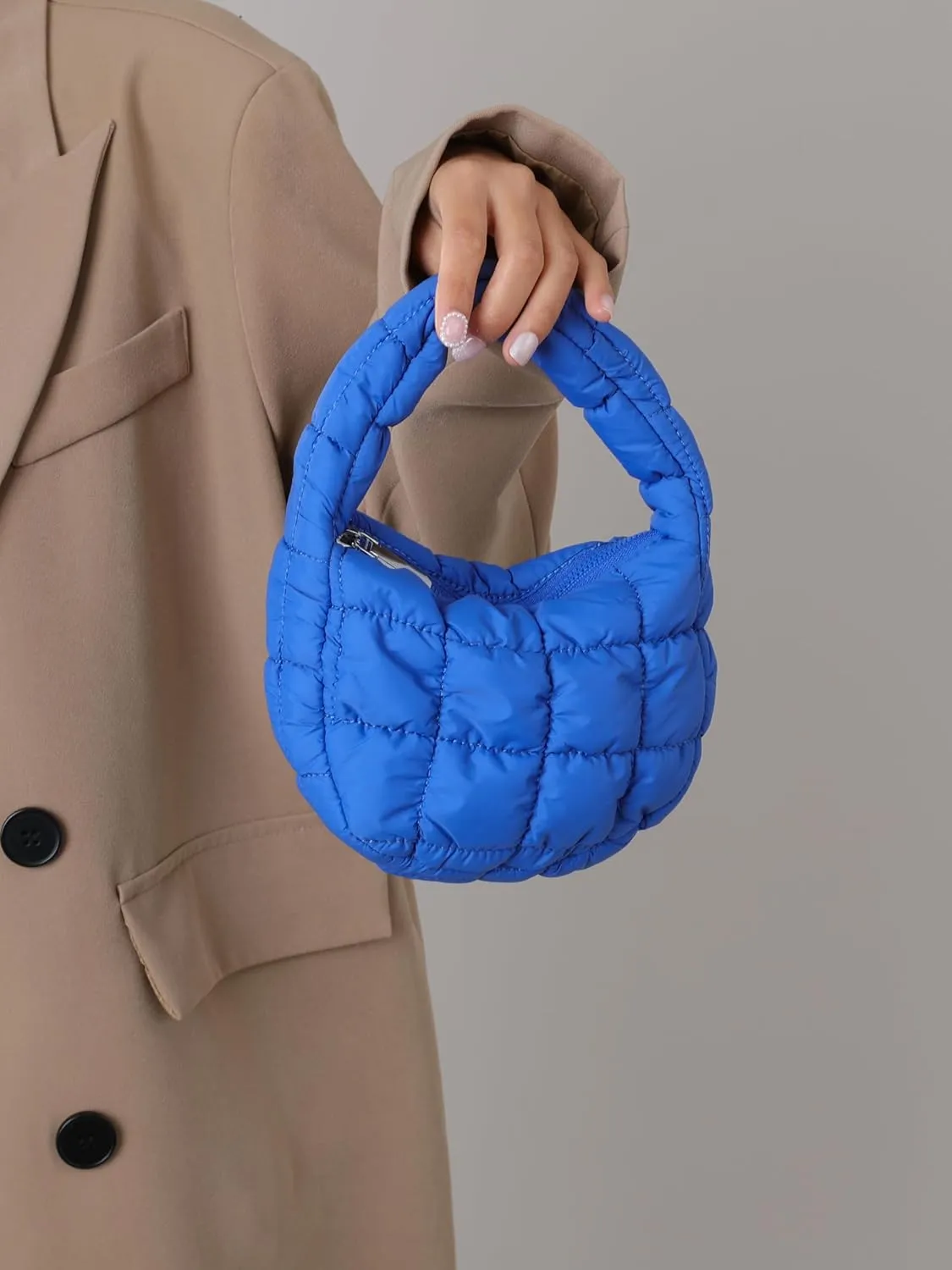 Quilted MINI Handbag and Purses Women Puffer Nylon Hobo Cotton Padded Purse Work Travel Lightweight