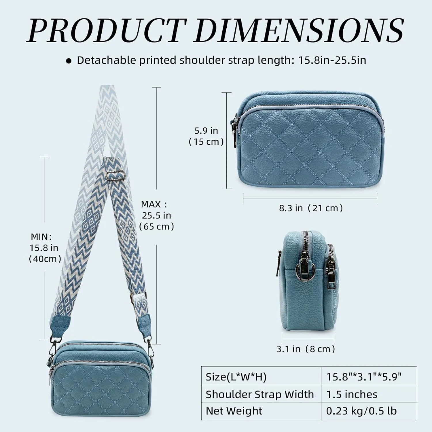 Quilted Purses for Women Crossbody Purse Small Crossbody Bag Leather Shoulder Handbags Wide Guitar Strap Purse