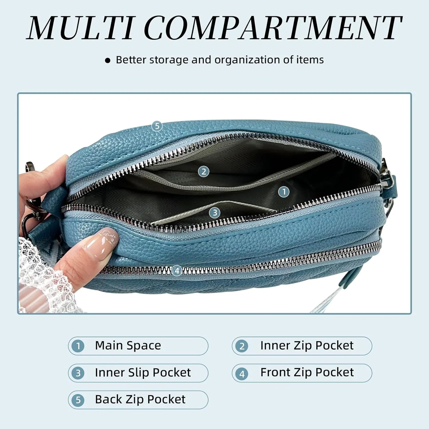 Quilted Purses for Women Crossbody Purse Small Crossbody Bag Leather Shoulder Handbags Wide Guitar Strap Purse
