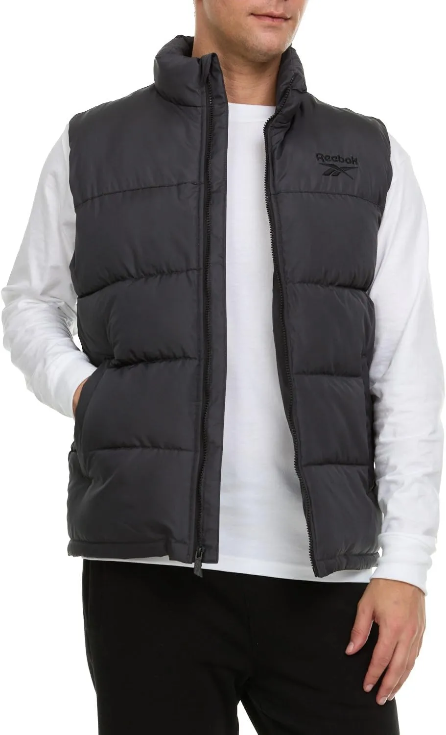 Reebok Mens Puffer Vest for Winter, Lightweight Down Alternative, Men's Outerwear Vests, Winter Vest for Men, Puffy Vest