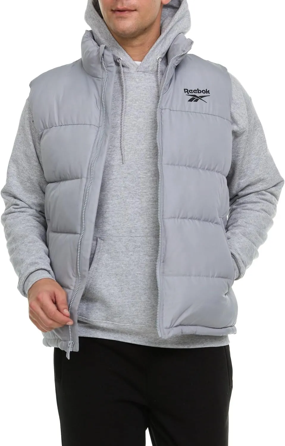 Reebok Mens Puffer Vest for Winter, Lightweight Down Alternative, Men's Outerwear Vests, Winter Vest for Men, Puffy Vest