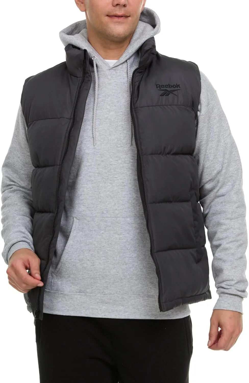 Reebok Mens Puffer Vest for Winter, Lightweight Down Alternative, Men's Outerwear Vests, Winter Vest for Men, Puffy Vest