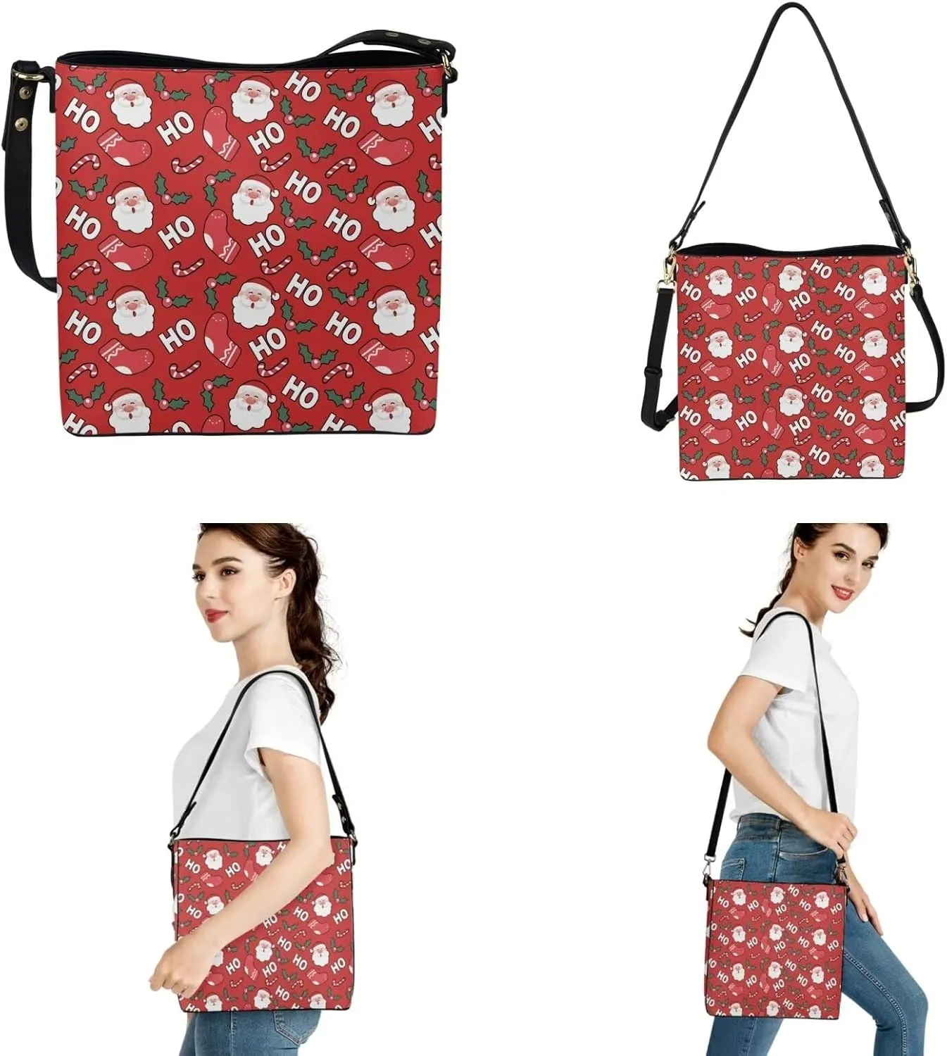 Rnyleeg Leather Crossbody Bags for Women Hobo Tote Bag Waterproof Shoulder Bag with Matching Purse Long Wallet Set 2-piece