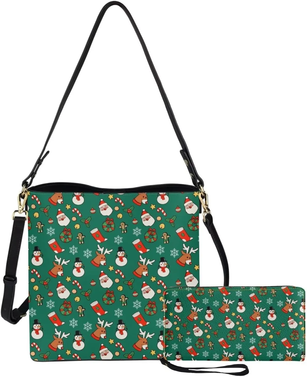 Rnyleeg Leather Crossbody Bags for Women Hobo Tote Bag Waterproof Shoulder Bag with Matching Purse Long Wallet Set 2-piece