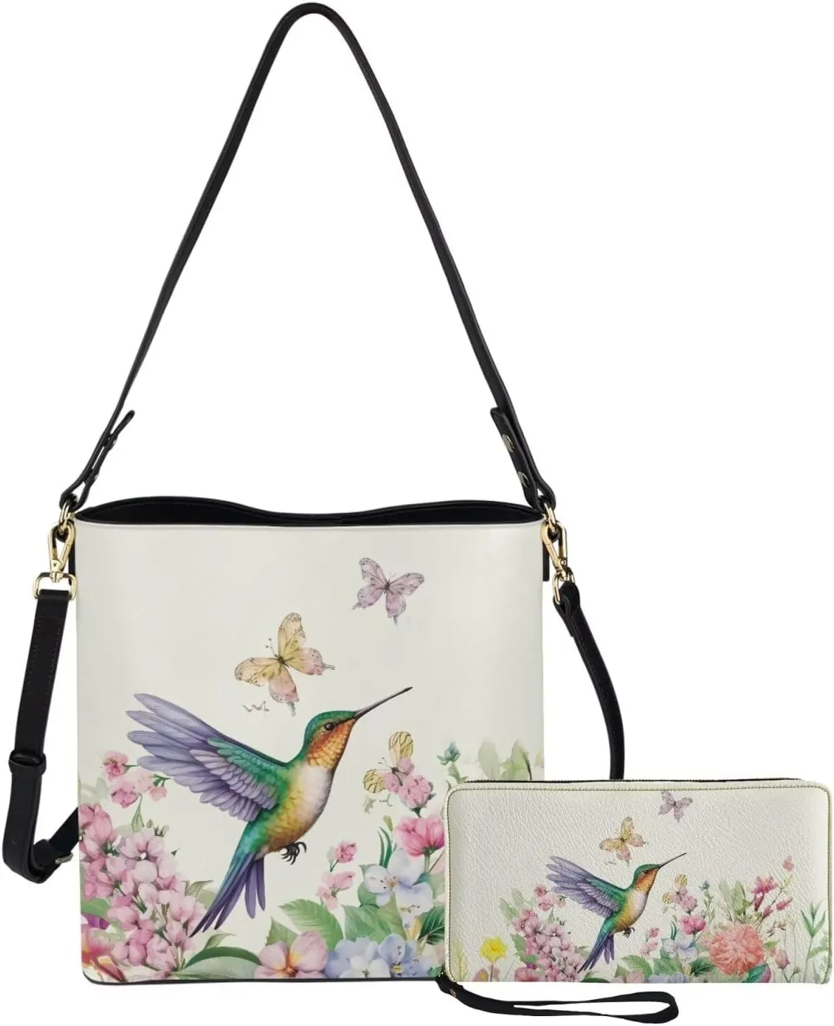 Rnyleeg Leather Crossbody Bags for Women Hobo Tote Bag Waterproof Shoulder Bag with Matching Purse Long Wallet Set 2-piece