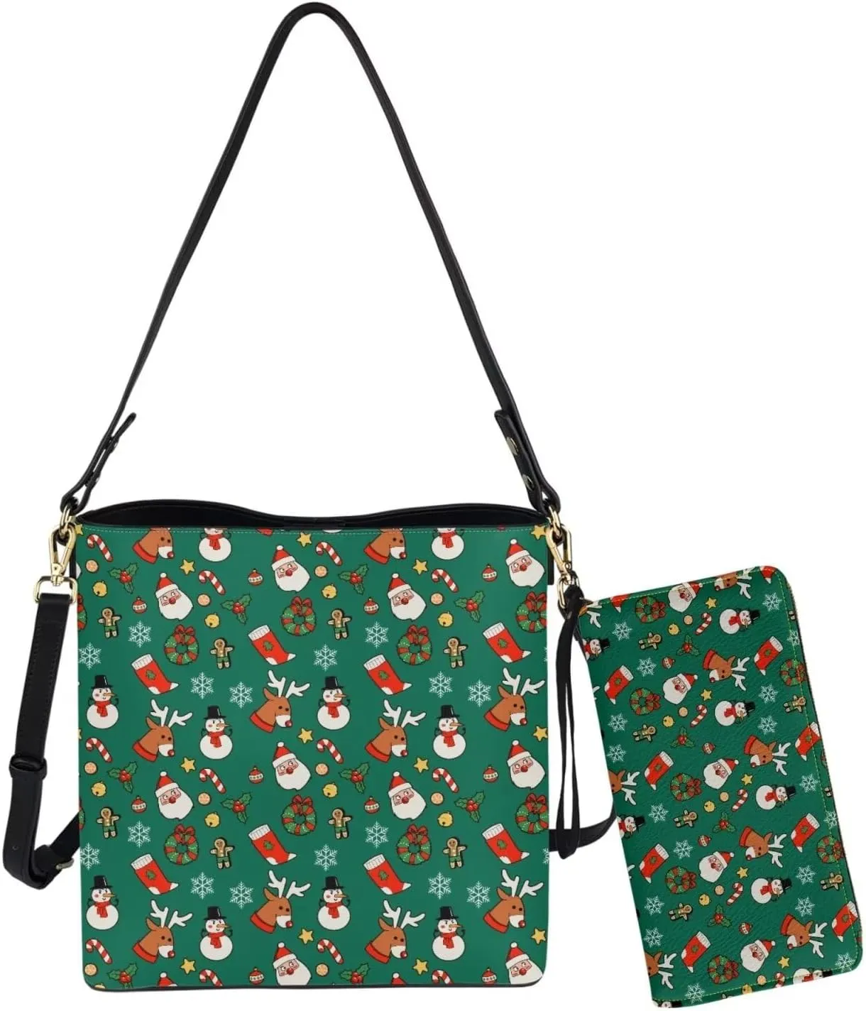 Rnyleeg Leather Crossbody Bags for Women Hobo Tote Bag Waterproof Shoulder Bag with Matching Purse Long Wallet Set 2-piece