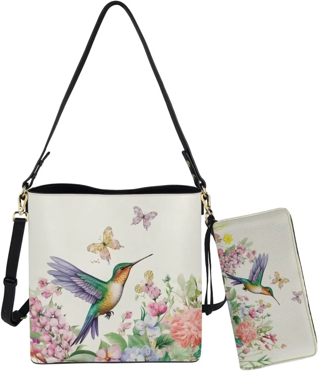 Rnyleeg Leather Crossbody Bags for Women Hobo Tote Bag Waterproof Shoulder Bag with Matching Purse Long Wallet Set 2-piece
