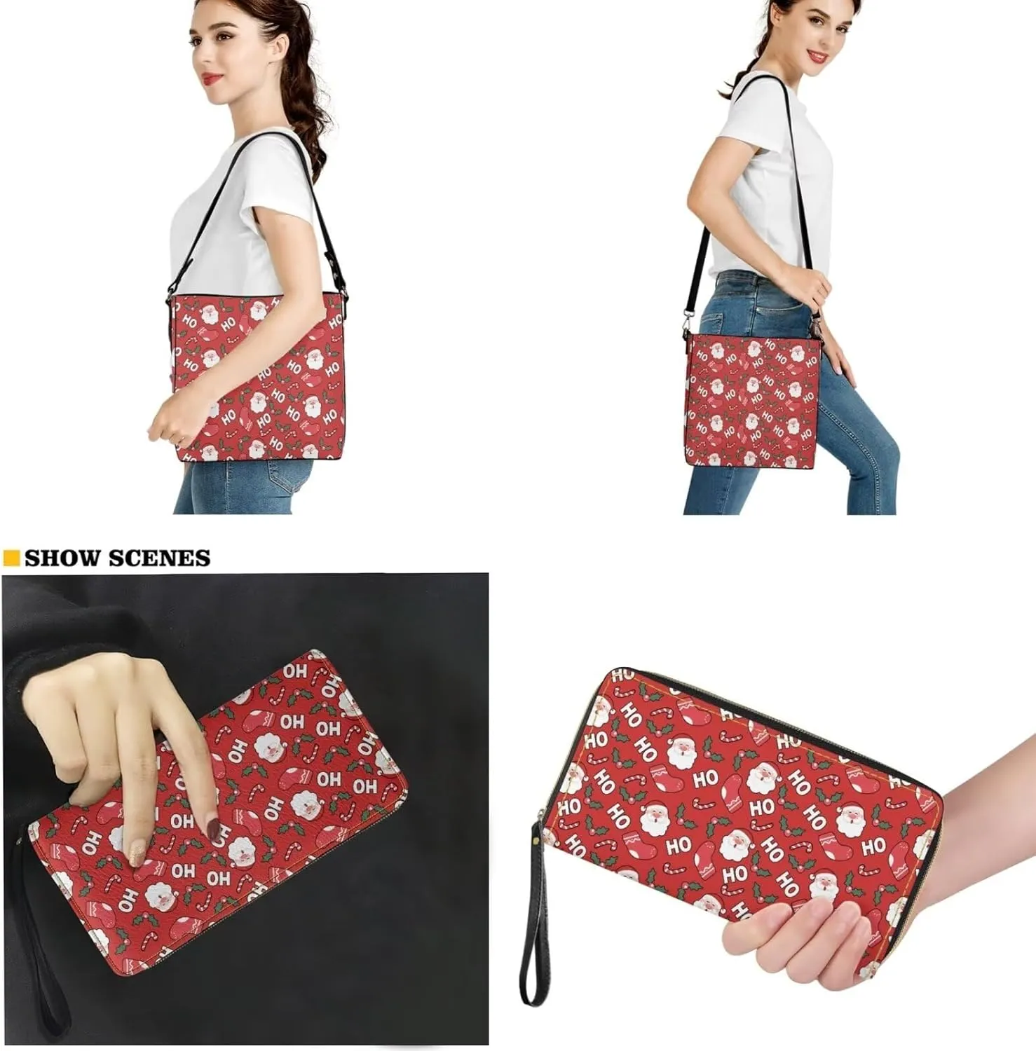 Rnyleeg Leather Crossbody Bags for Women Hobo Tote Bag Waterproof Shoulder Bag with Matching Purse Long Wallet Set 2-piece