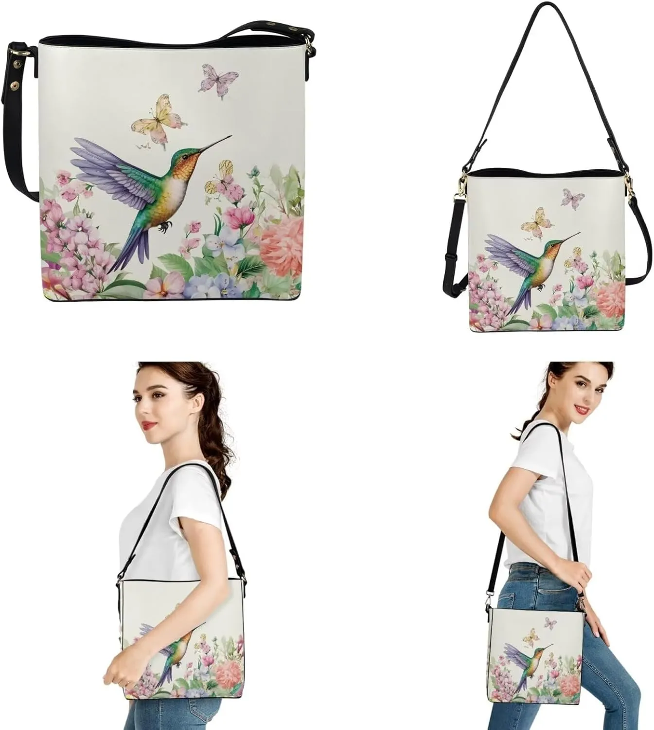 Rnyleeg Leather Crossbody Bags for Women Hobo Tote Bag Waterproof Shoulder Bag with Matching Purse Long Wallet Set 2-piece