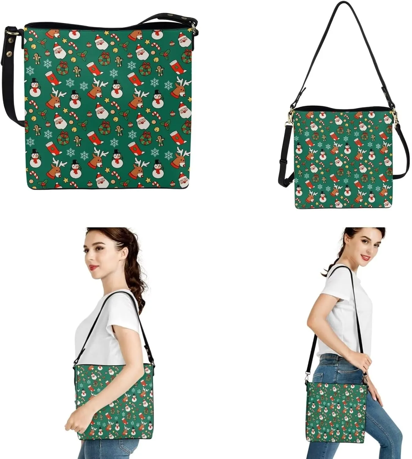 Rnyleeg Leather Crossbody Bags for Women Hobo Tote Bag Waterproof Shoulder Bag with Matching Purse Long Wallet Set 2-piece