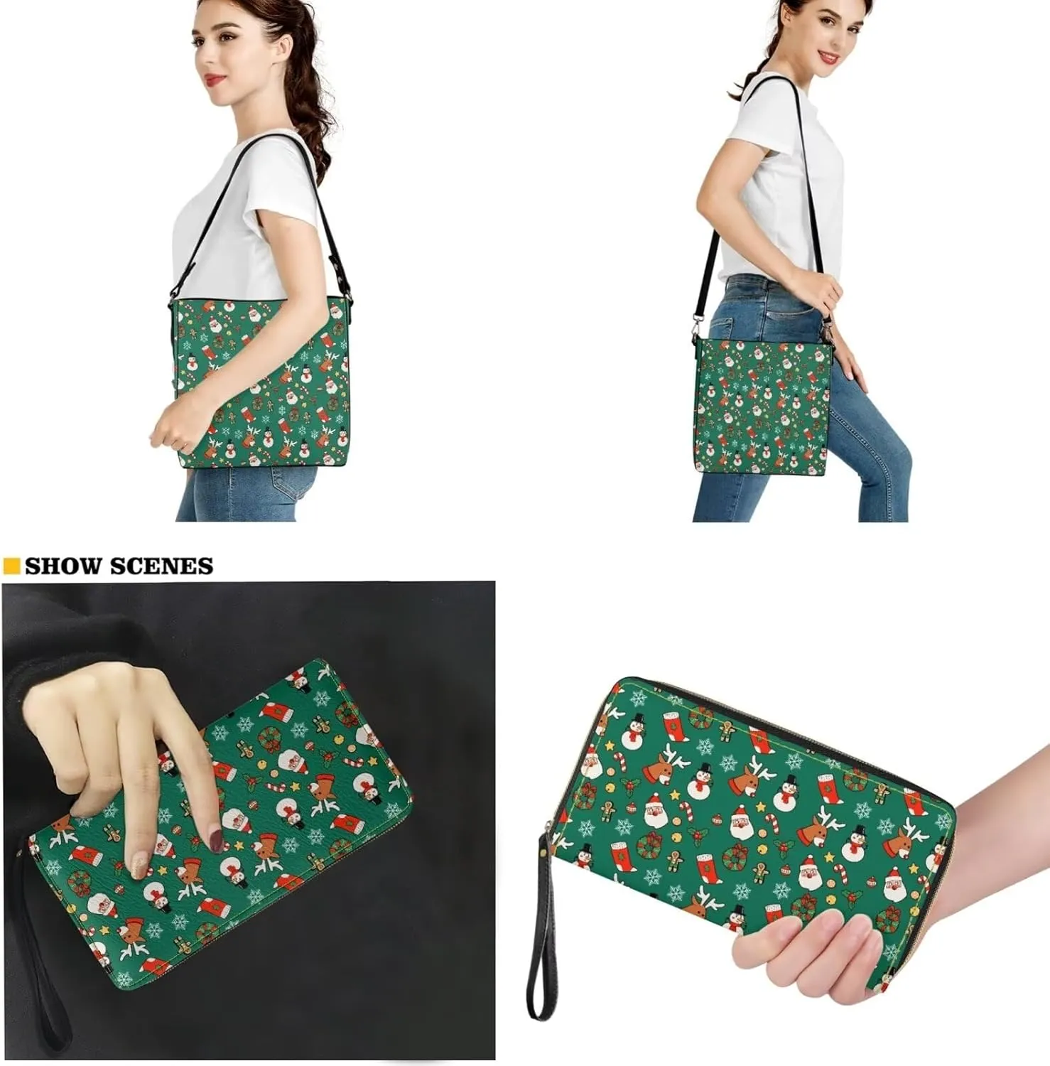 Rnyleeg Leather Crossbody Bags for Women Hobo Tote Bag Waterproof Shoulder Bag with Matching Purse Long Wallet Set 2-piece