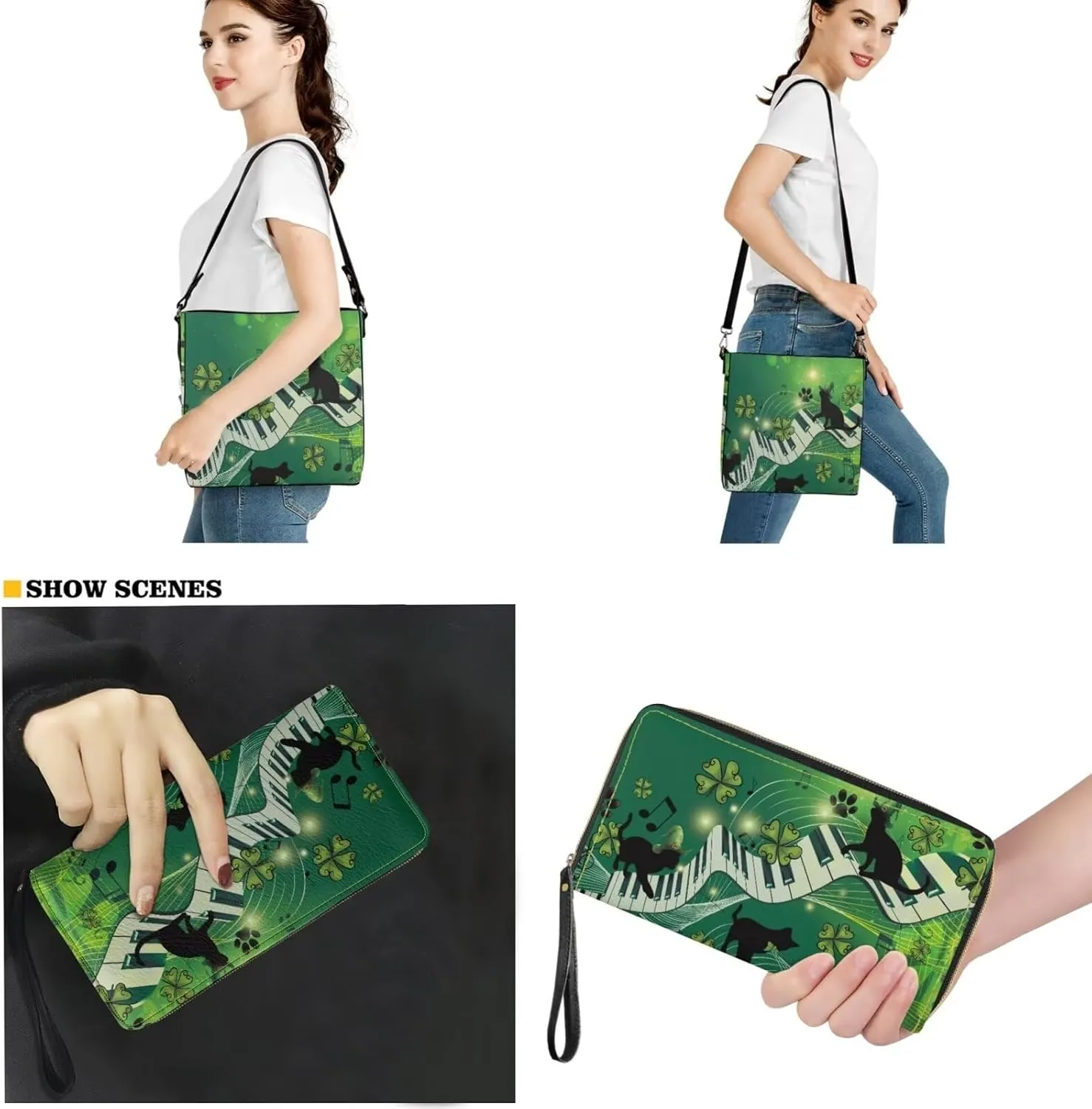 Rnyleeg Leather Crossbody Bags Hobo Shoulder Bag for Women Portable Handbag with 2 PCS Adjustable Strap Matching Small Wallet