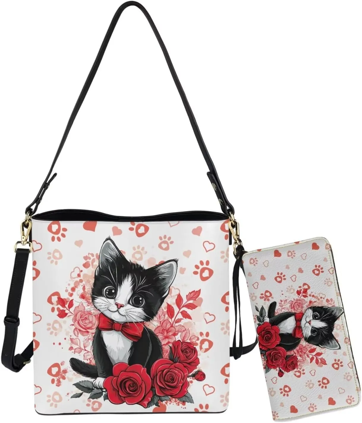 Rnyleeg Leather Crossbody Bags Hobo Shoulder Bag for Women Portable Handbag with 2 PCS Adjustable Strap Matching Small Wallet