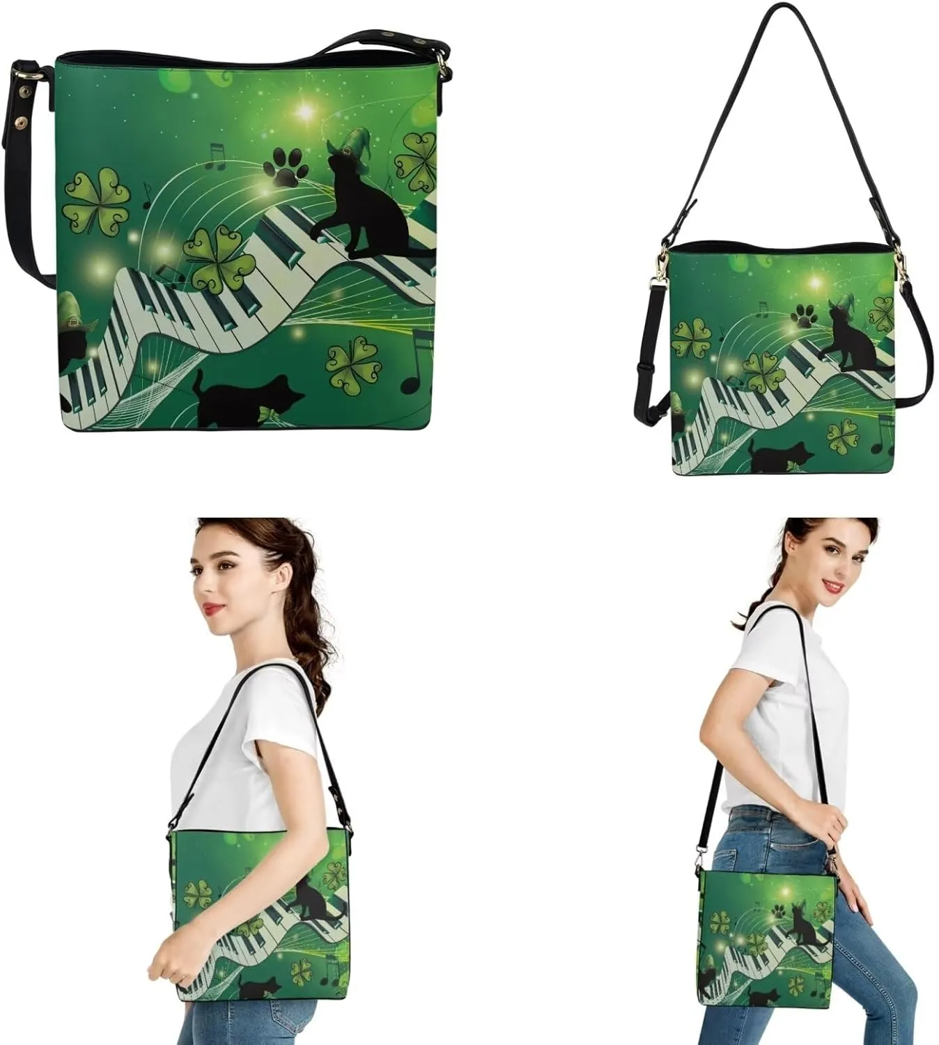 Rnyleeg Leather Crossbody Bags Hobo Shoulder Bag for Women Portable Handbag with 2 PCS Adjustable Strap Matching Small Wallet