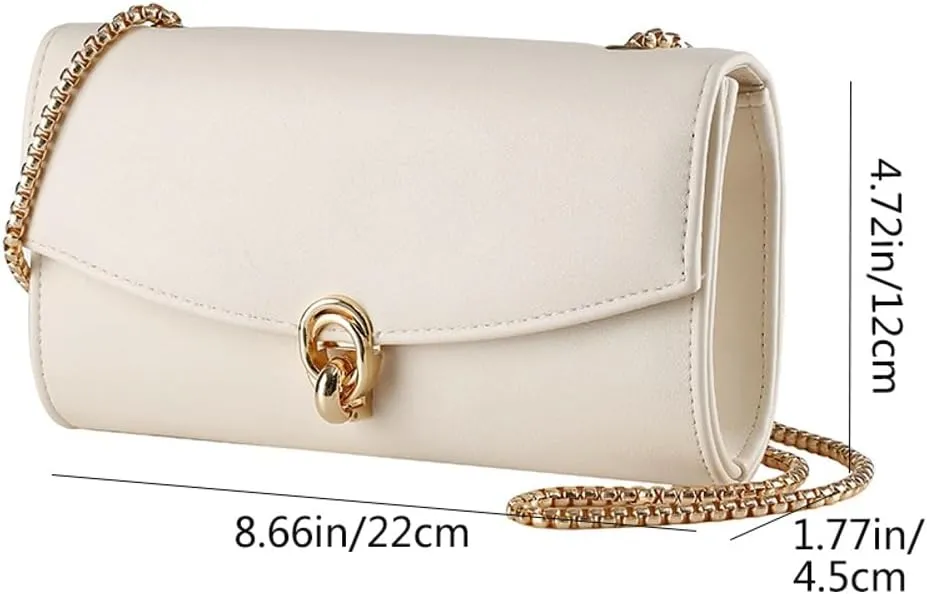 Rungion Womens Elegant Vegan Leather Clutch Purses Evening Envelope Handbag Small Crossbody Shoulder Bag for Wedding Party