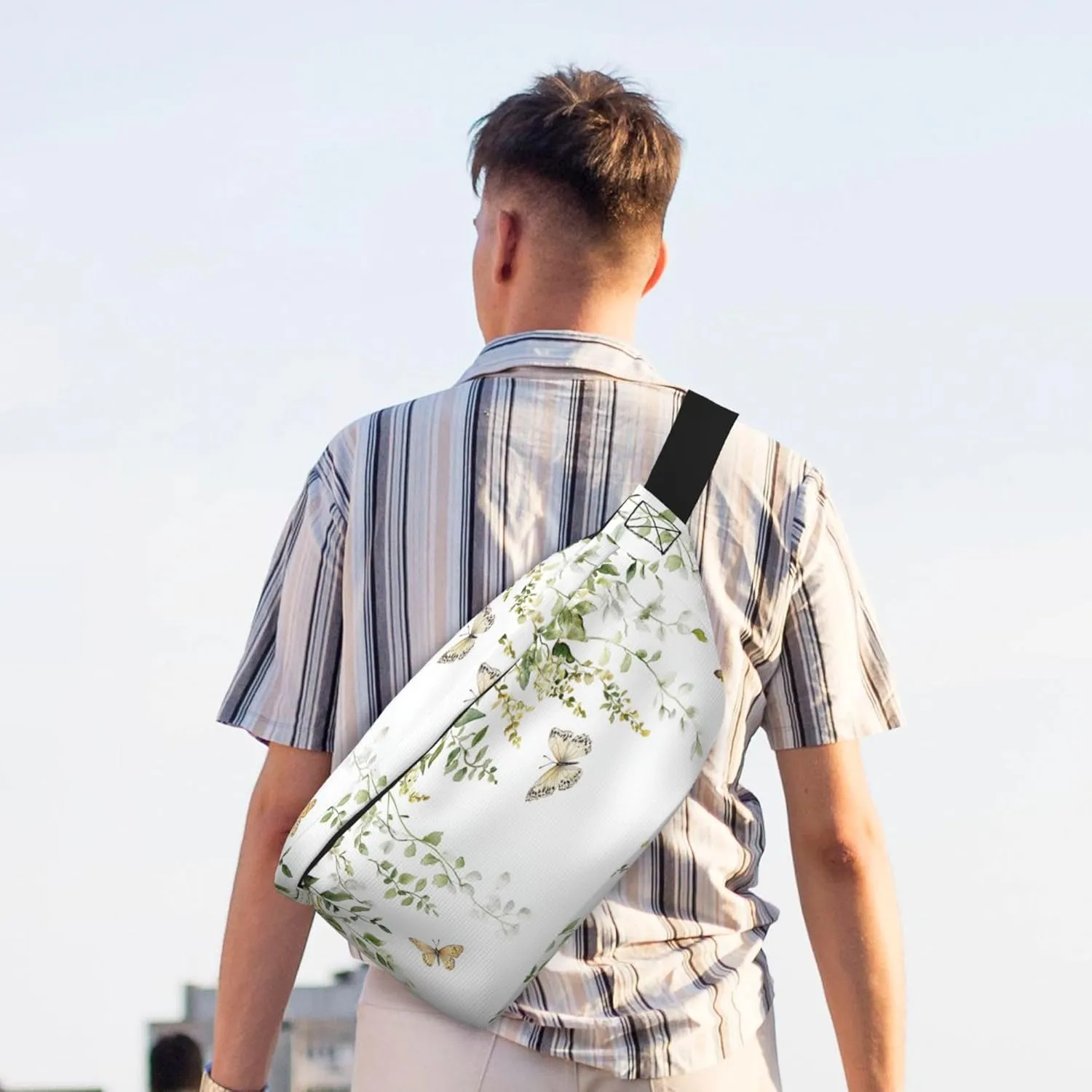 Running Waist Pack Butterfly Watercolor Botanical Leaf 2-in-1 Fanny Pack and Crossbody Bag Hiking Daypack for Men Women Running Travel Hiking Daily Commute