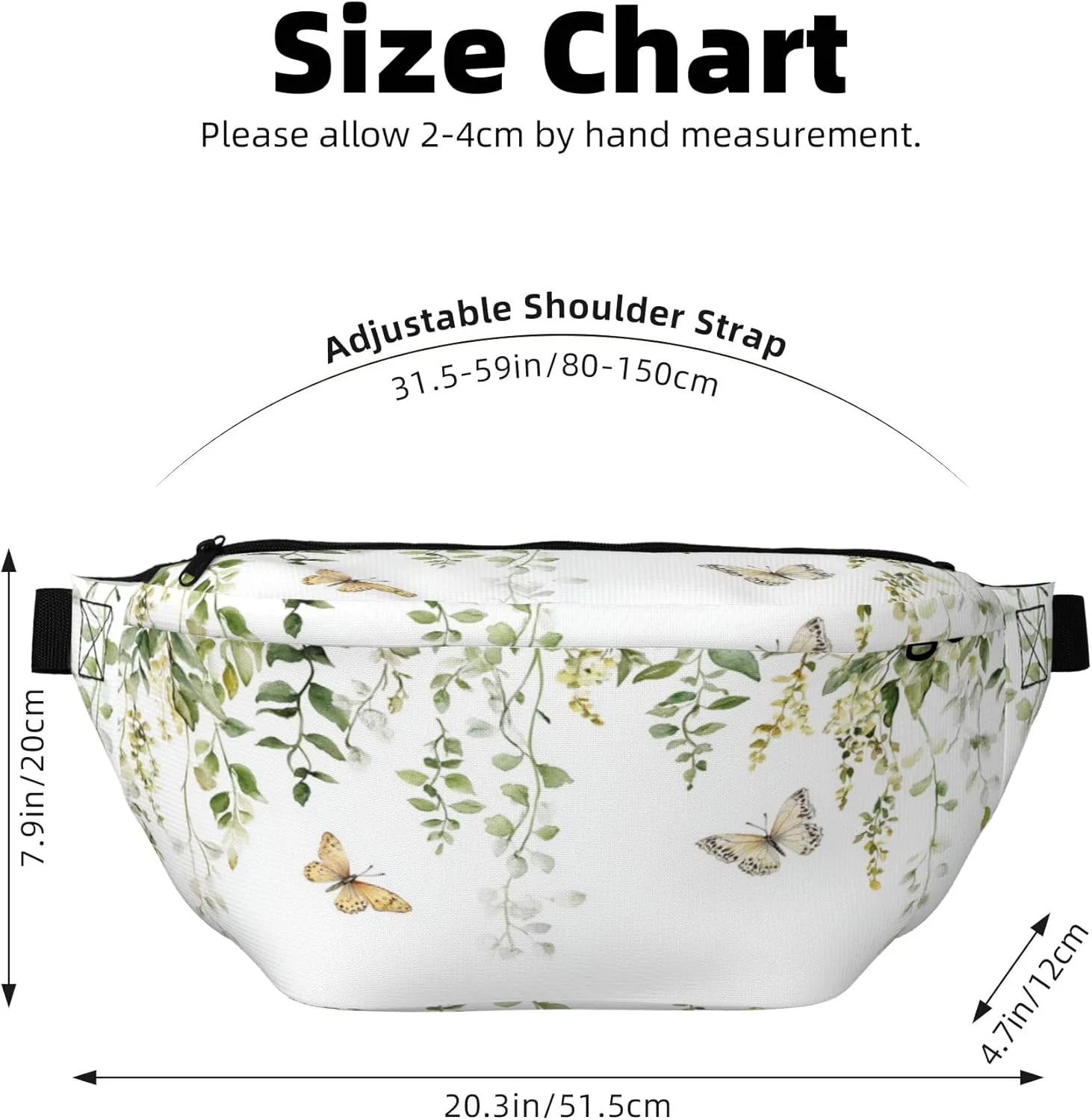 Running Waist Pack Butterfly Watercolor Botanical Leaf 2-in-1 Fanny Pack and Crossbody Bag Hiking Daypack for Men Women Running Travel Hiking Daily Commute