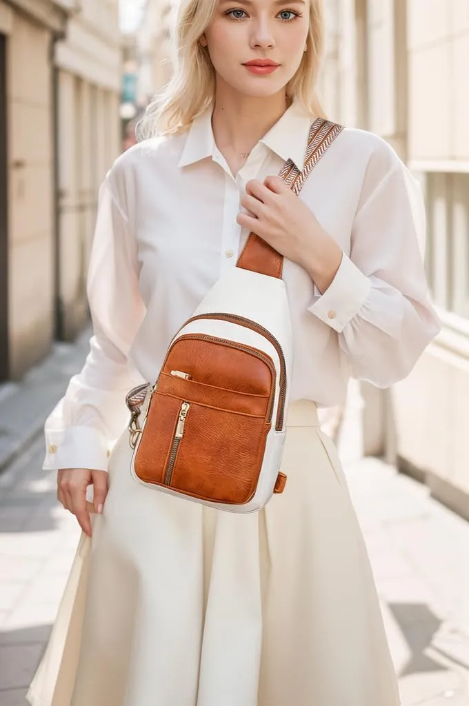 Samll Sling Bag for Women Crossbody Bags Purse Leather Backpack Fanny Packs Trendy Chest Bag for Travel Cycling
