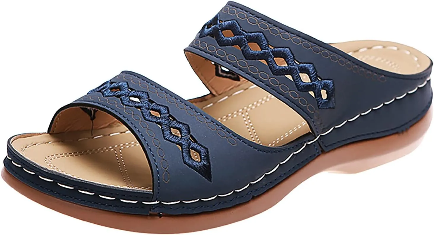 Sandals For Womens Colorful Rainbow Thong Sandals Lightweight Foam Thick Soles Wedge Heels Platform Home Flip Flops