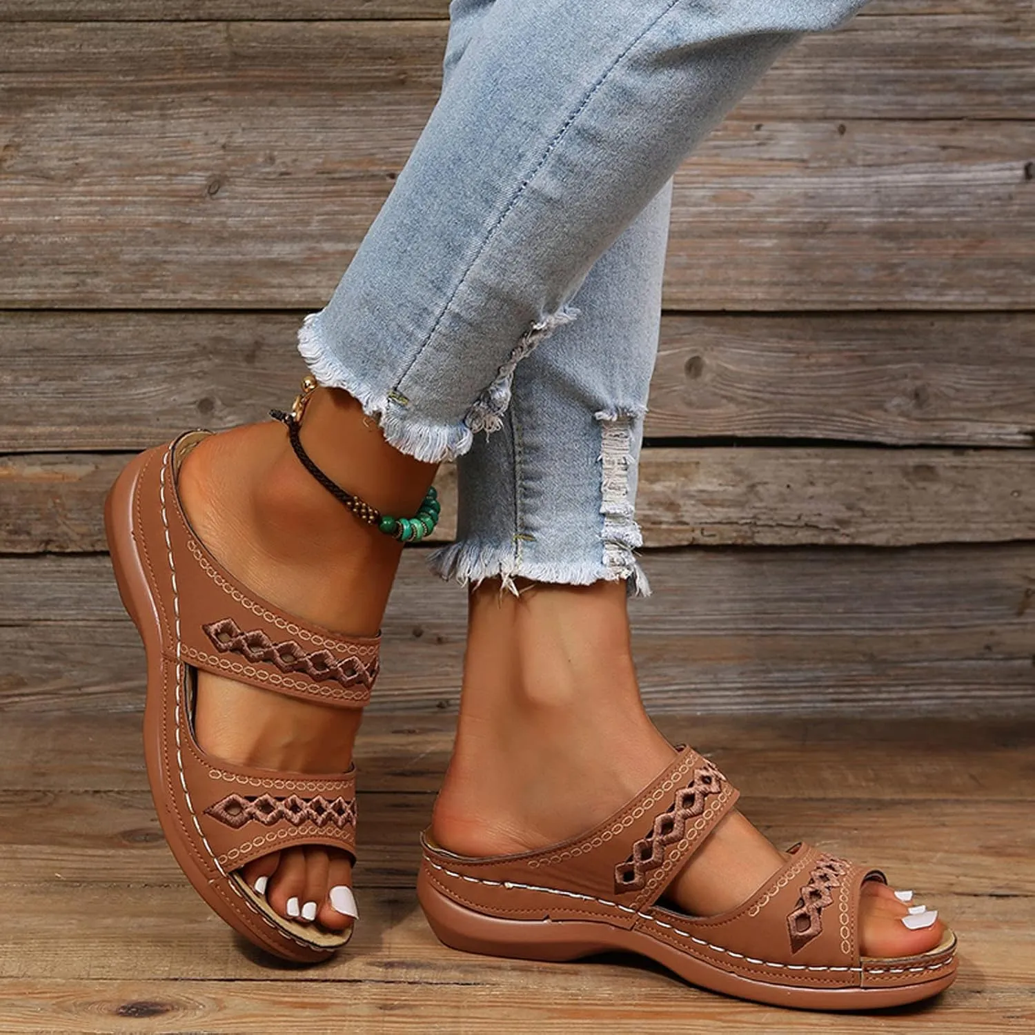 Sandals For Womens Colorful Rainbow Thong Sandals Lightweight Foam Thick Soles Wedge Heels Platform Home Flip Flops