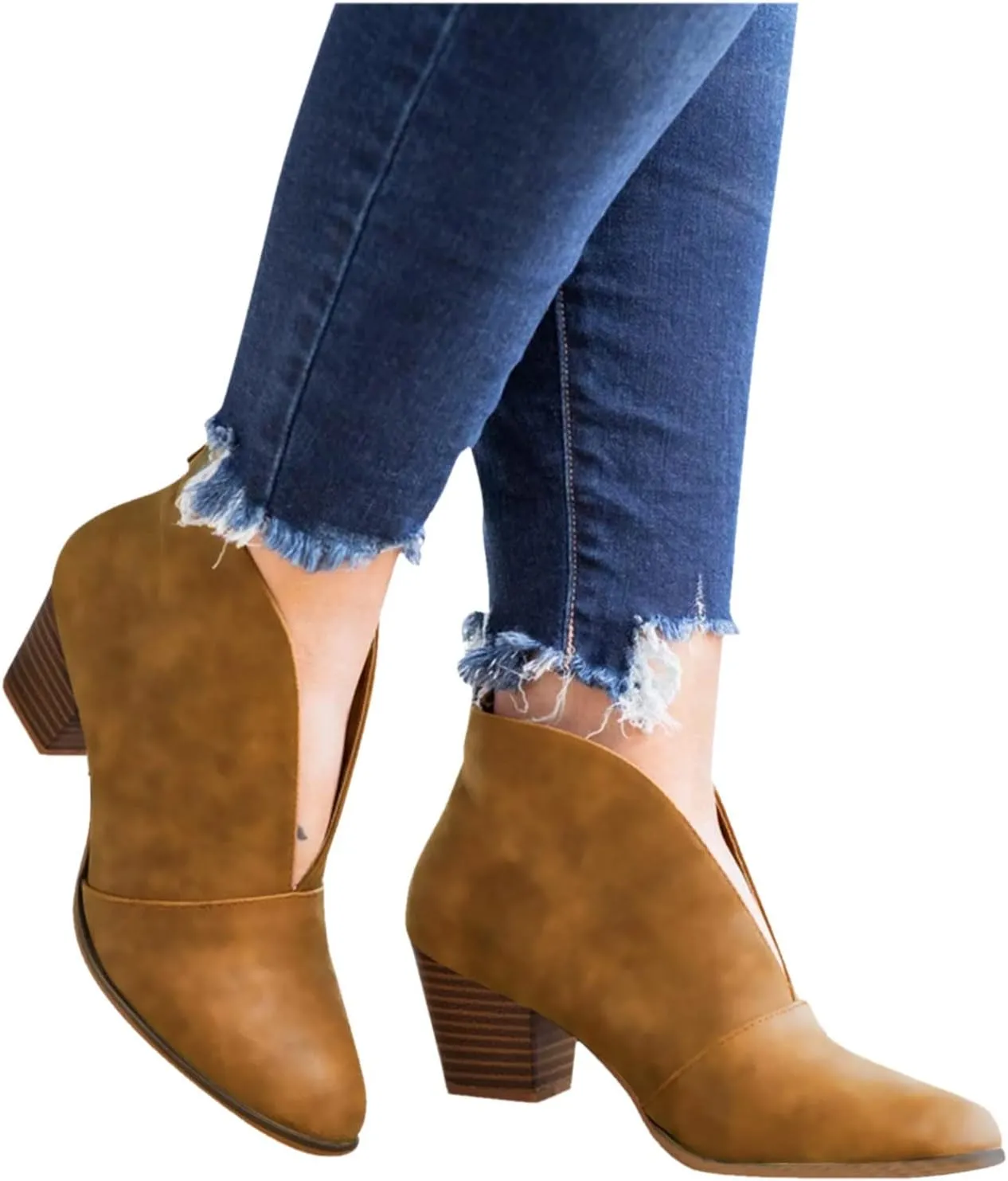 SBGMoSJ Womens Boots Ankle Brown Ankle Boots for Women Chunky Heel Low Heel Booties Dressy Women Booties And Ankle Boots Flat Boots for Women