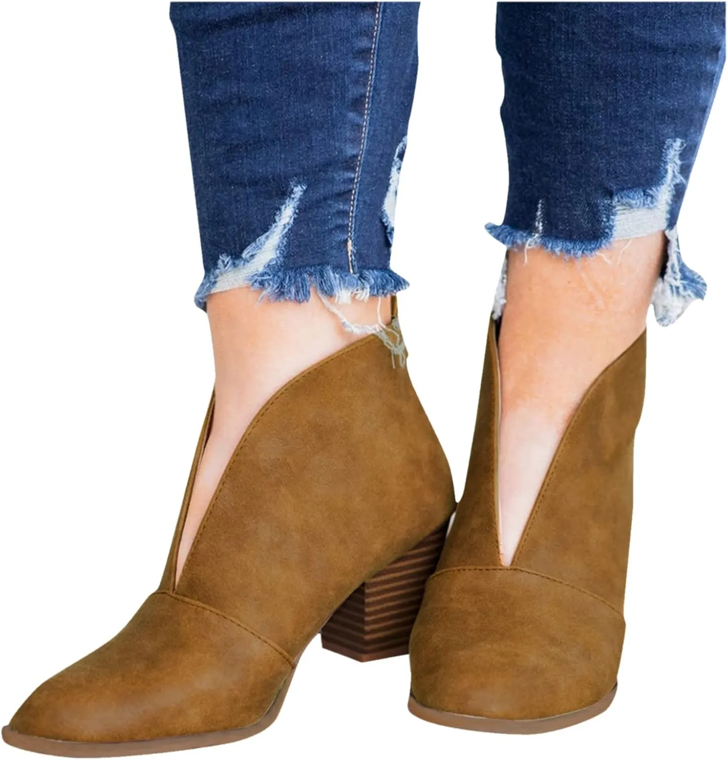 SBGMoSJ Womens Boots Ankle Brown Ankle Boots for Women Chunky Heel Low Heel Booties Dressy Women Booties And Ankle Boots Flat Boots for Women