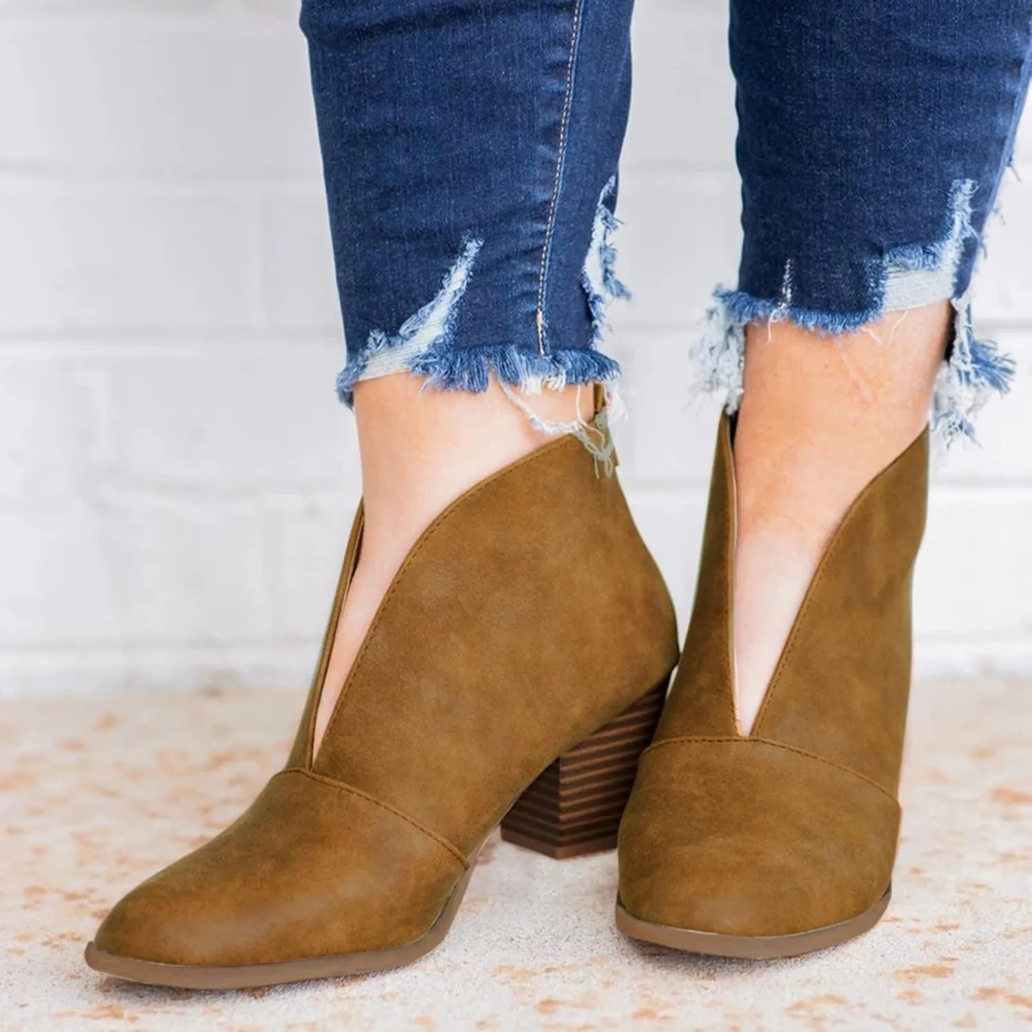 SBGMoSJ Womens Boots Ankle Brown Ankle Boots for Women Chunky Heel Low Heel Booties Dressy Women Booties And Ankle Boots Flat Boots for Women