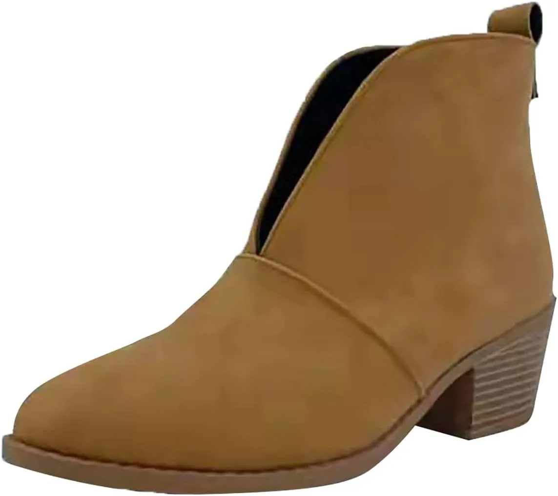 SBGMoSJ Womens Boots Ankle Brown Ankle Boots for Women Chunky Heel Low Heel Booties Dressy Women Booties And Ankle Boots Flat Boots for Women