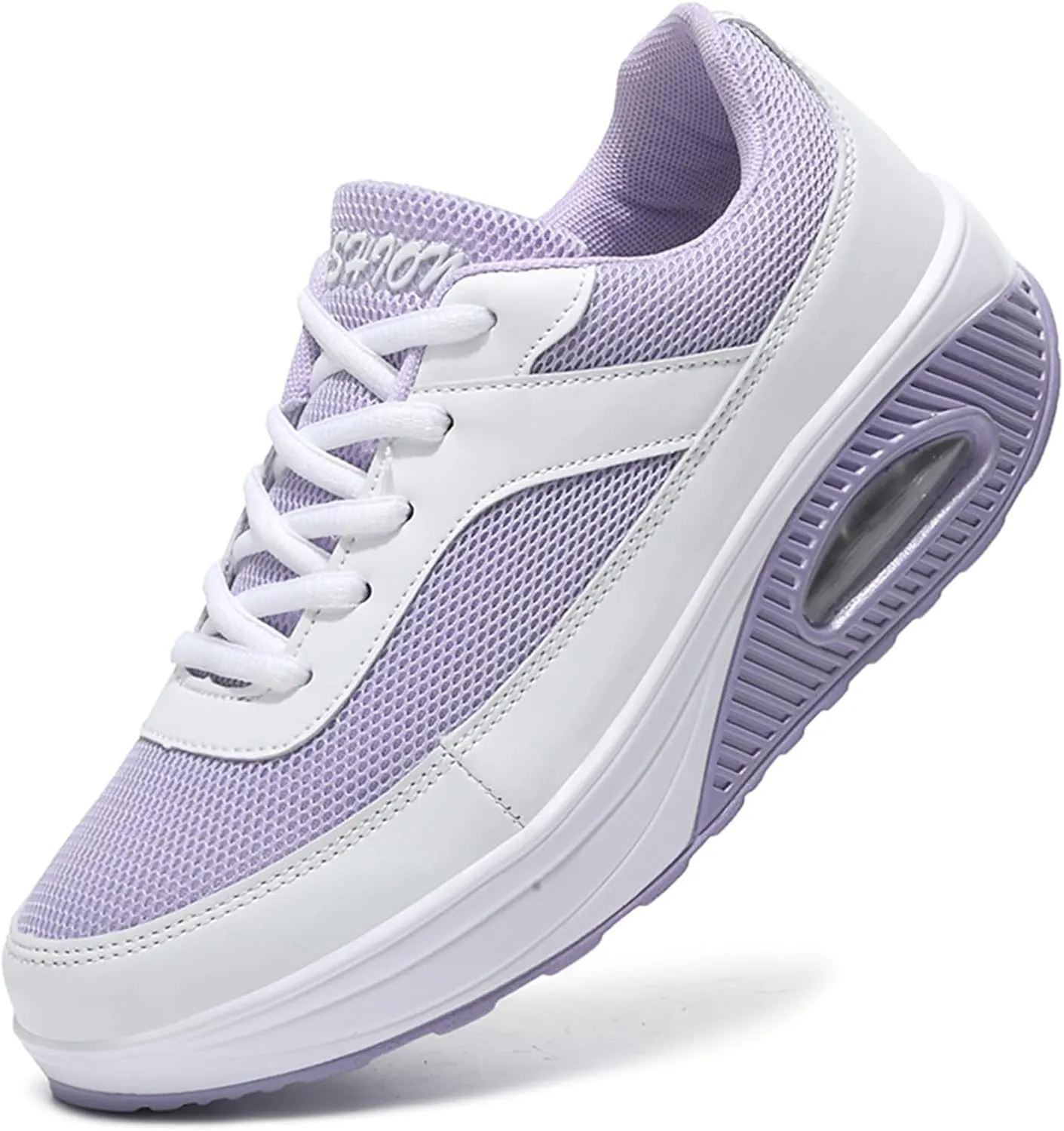 SECHRITE Womens Platform Sneakers Chunky Walking Shoes Air Cushion Thick Rocker Bottom Wedge Shoes
