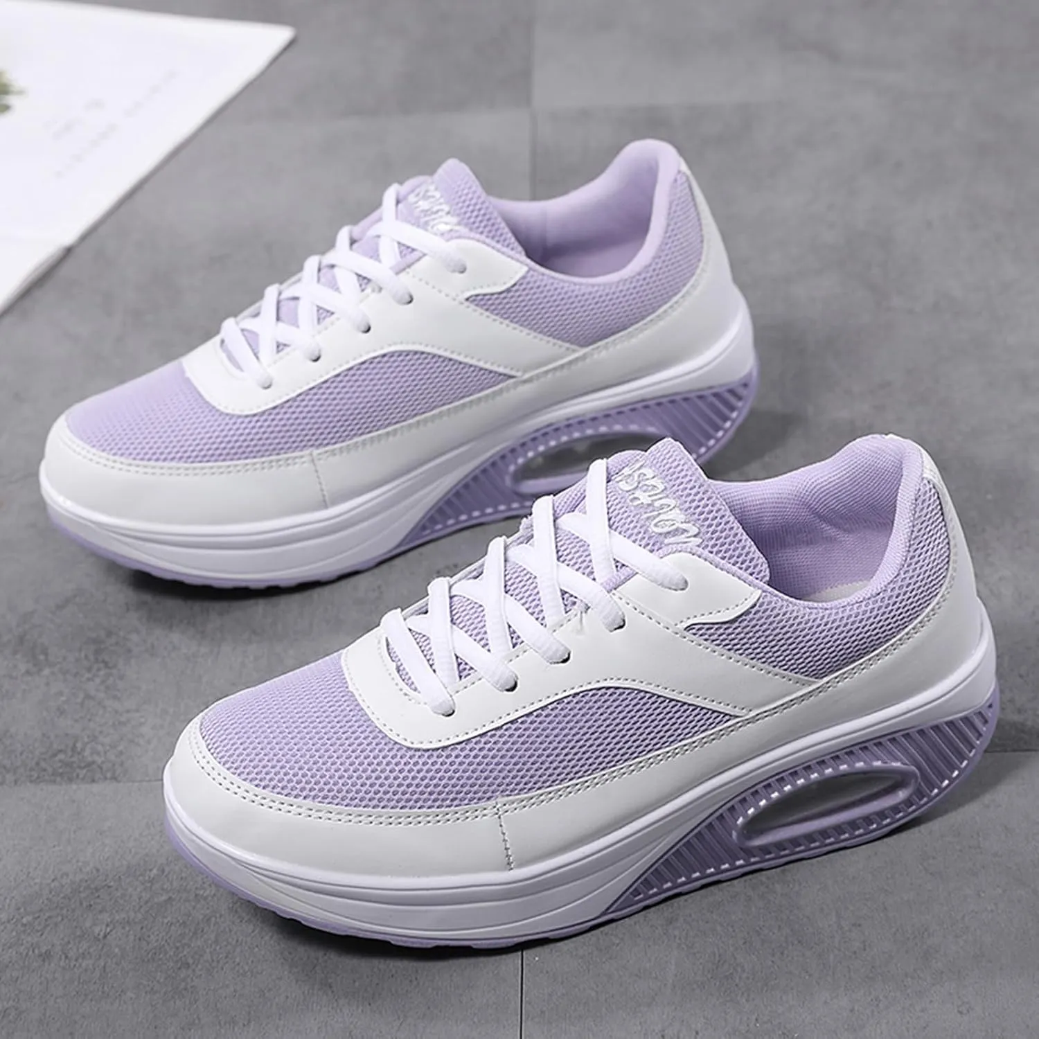 SECHRITE Womens Platform Sneakers Chunky Walking Shoes Air Cushion Thick Rocker Bottom Wedge Shoes