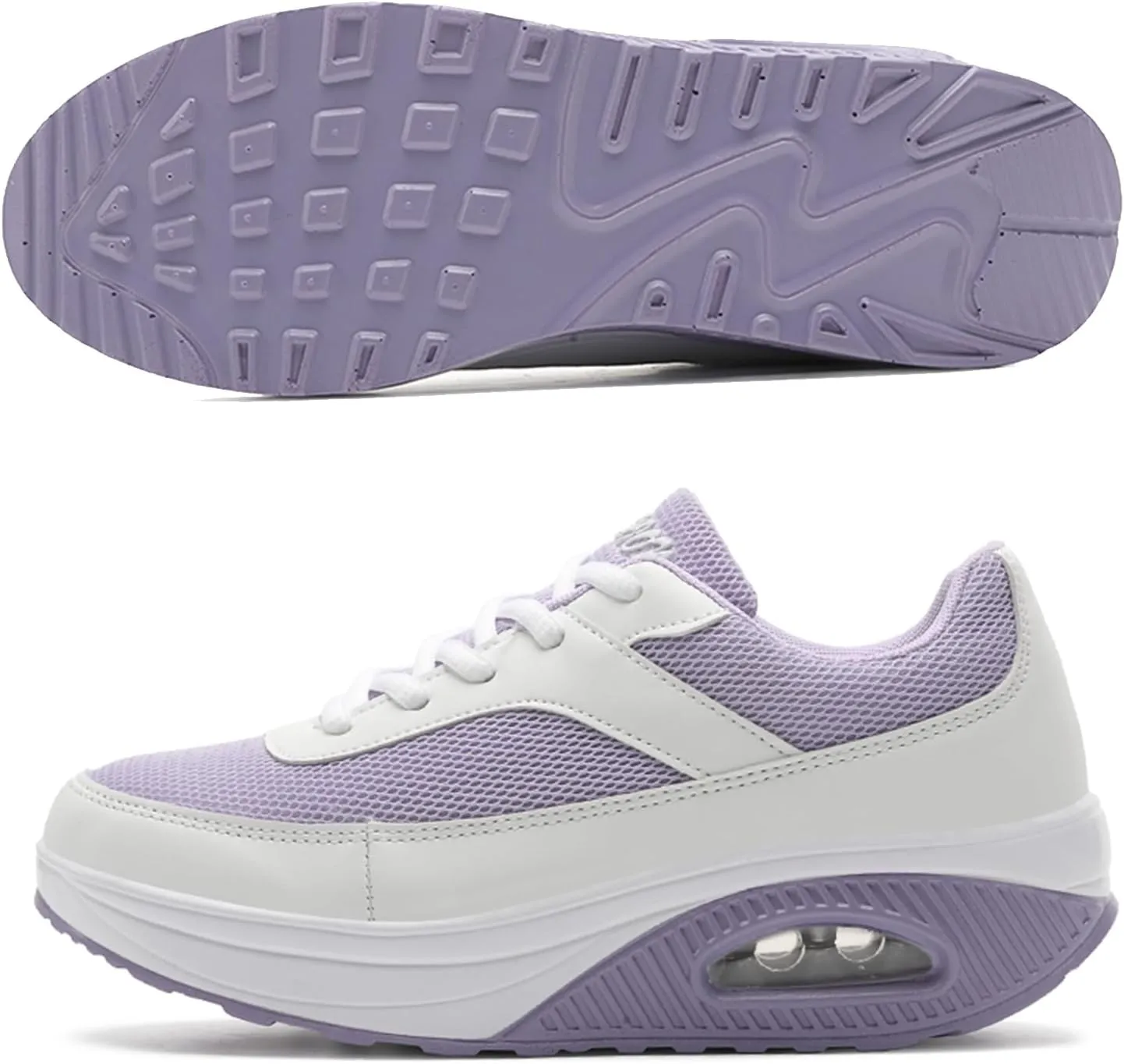 SECHRITE Womens Platform Sneakers Chunky Walking Shoes Air Cushion Thick Rocker Bottom Wedge Shoes