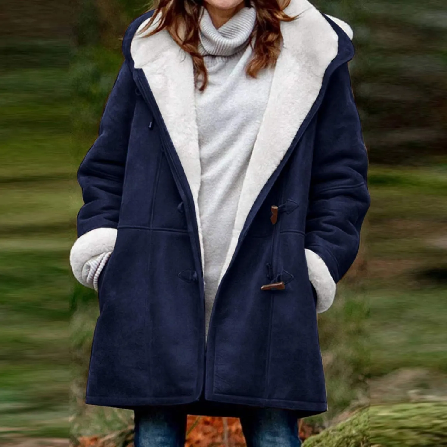 SHAOBGE Womens Plus Size Winter Coats Warm Sherpa Fleece Lined Jackets Hooded Parka Faux Suede Pea Coat Outerwear 2024