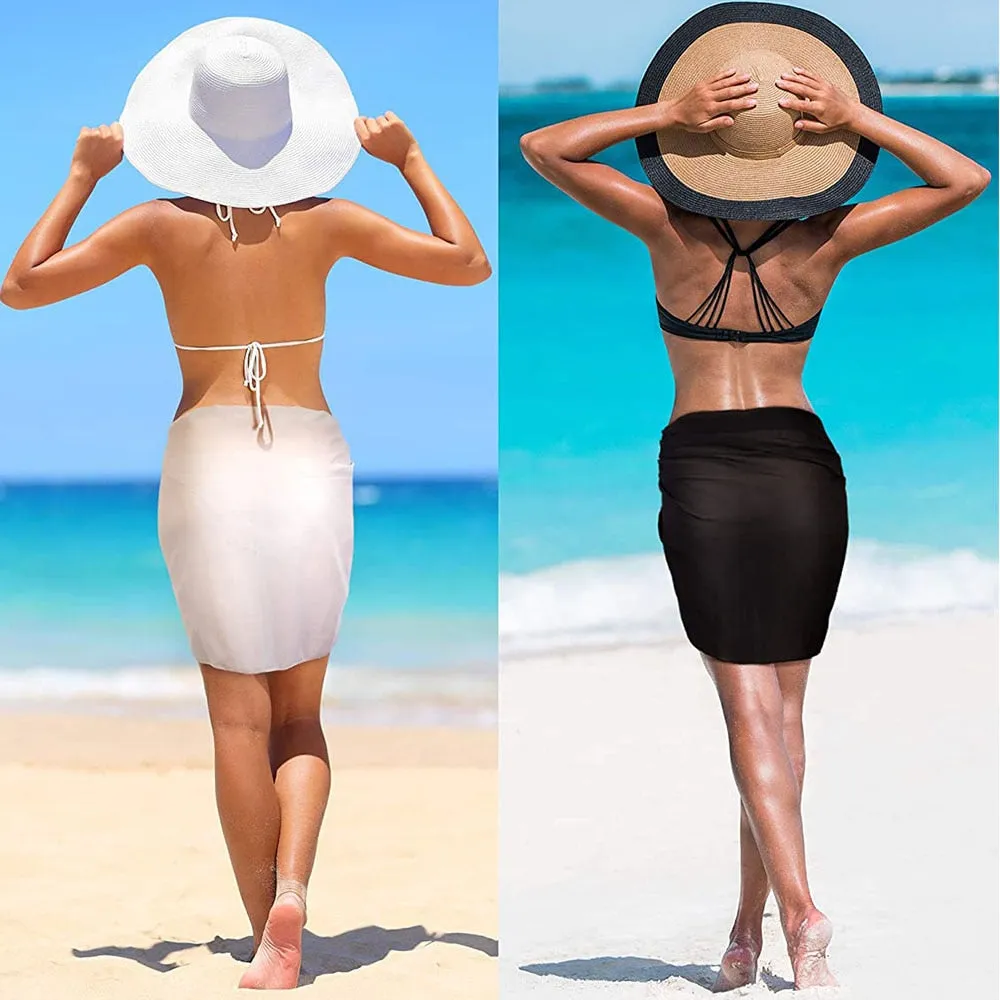 Short Sarongs Swimsuit Coverups Beach Bikini Wrap Sheer Short Skirt Chiffon Scarf Cover Up