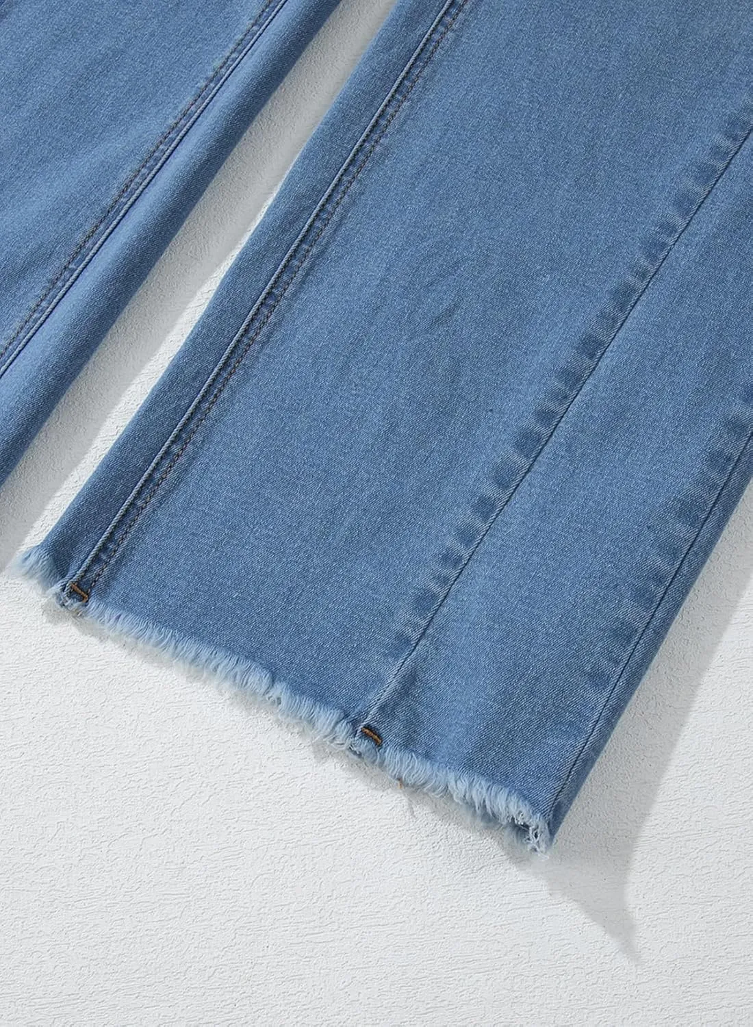 Sidefeel Women's Wide Leg Jeans High Waisted Strechy Raw Hem Zimbaplatinum Denim Pants