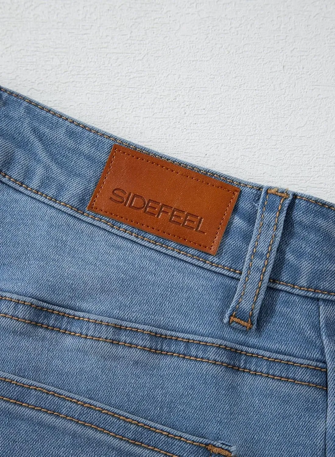 Sidefeel Women's Wide Leg Jeans High Waisted Strechy Raw Hem Zimbaplatinum Denim Pants