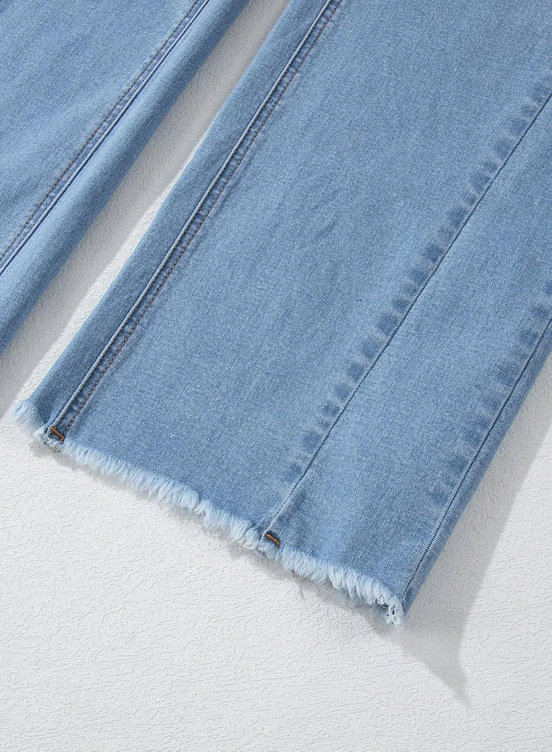 Sidefeel Women's Wide Leg Jeans High Waisted Strechy Raw Hem Zimbaplatinum Denim Pants