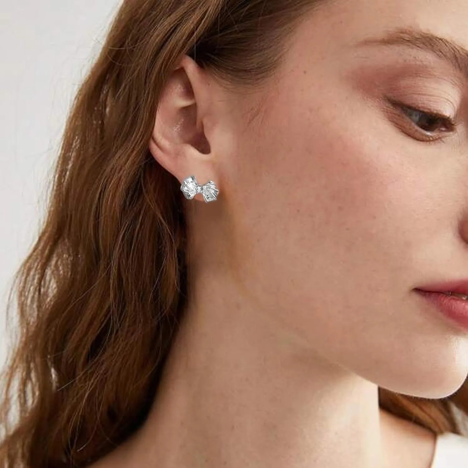 Silver Bow Earrings for Women Trendy Silver Bow Dangle Earrings for Weeding Sparkly Statement Earrings for Brides Bridesmaid Dress Outfits Jewelry Gift