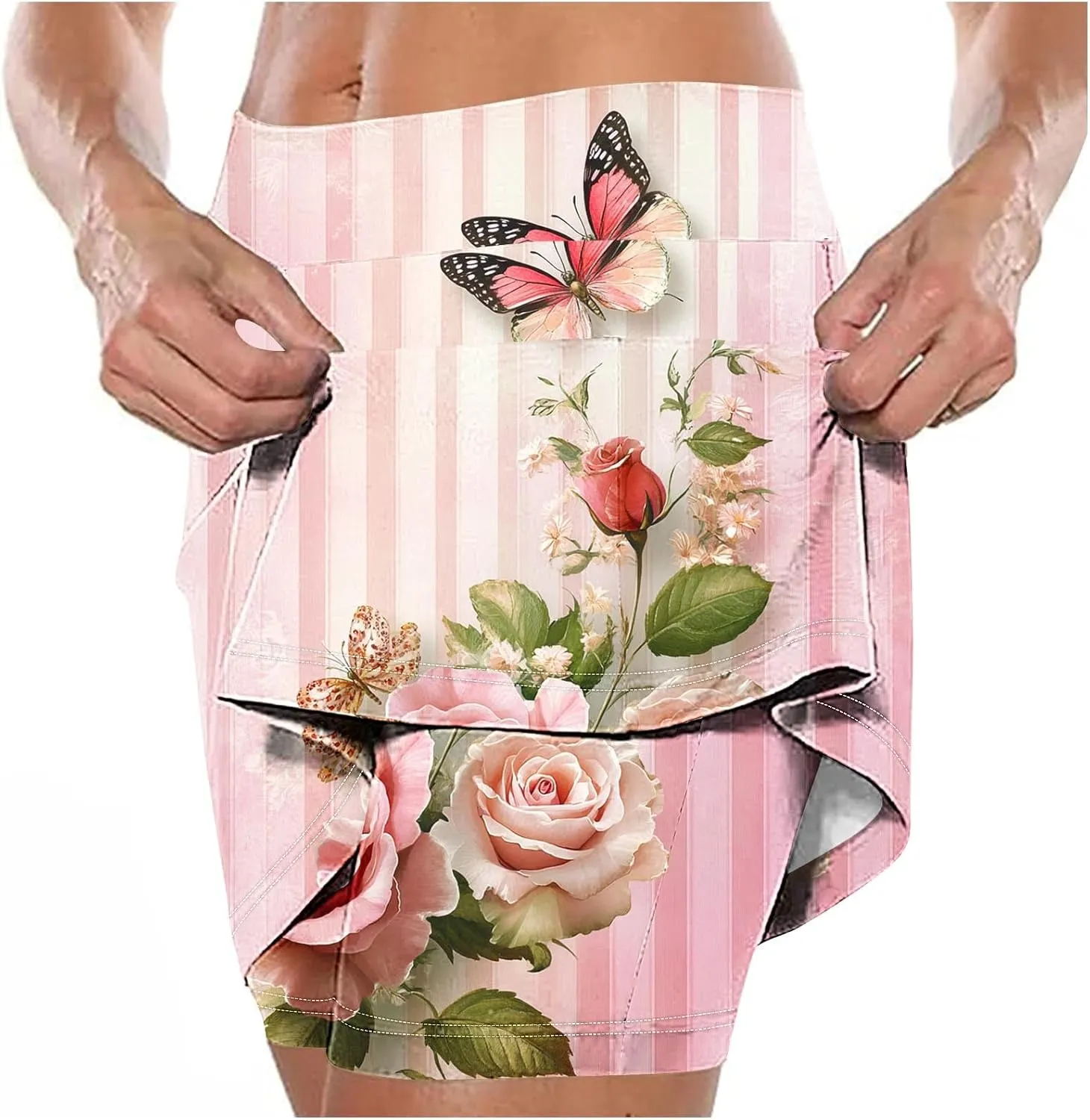 Skorts for Women Fashion High Waist Floral Print Skirts Inner Shorts Summer Sports Running Skirt 2025 Gym Yoga Outfit