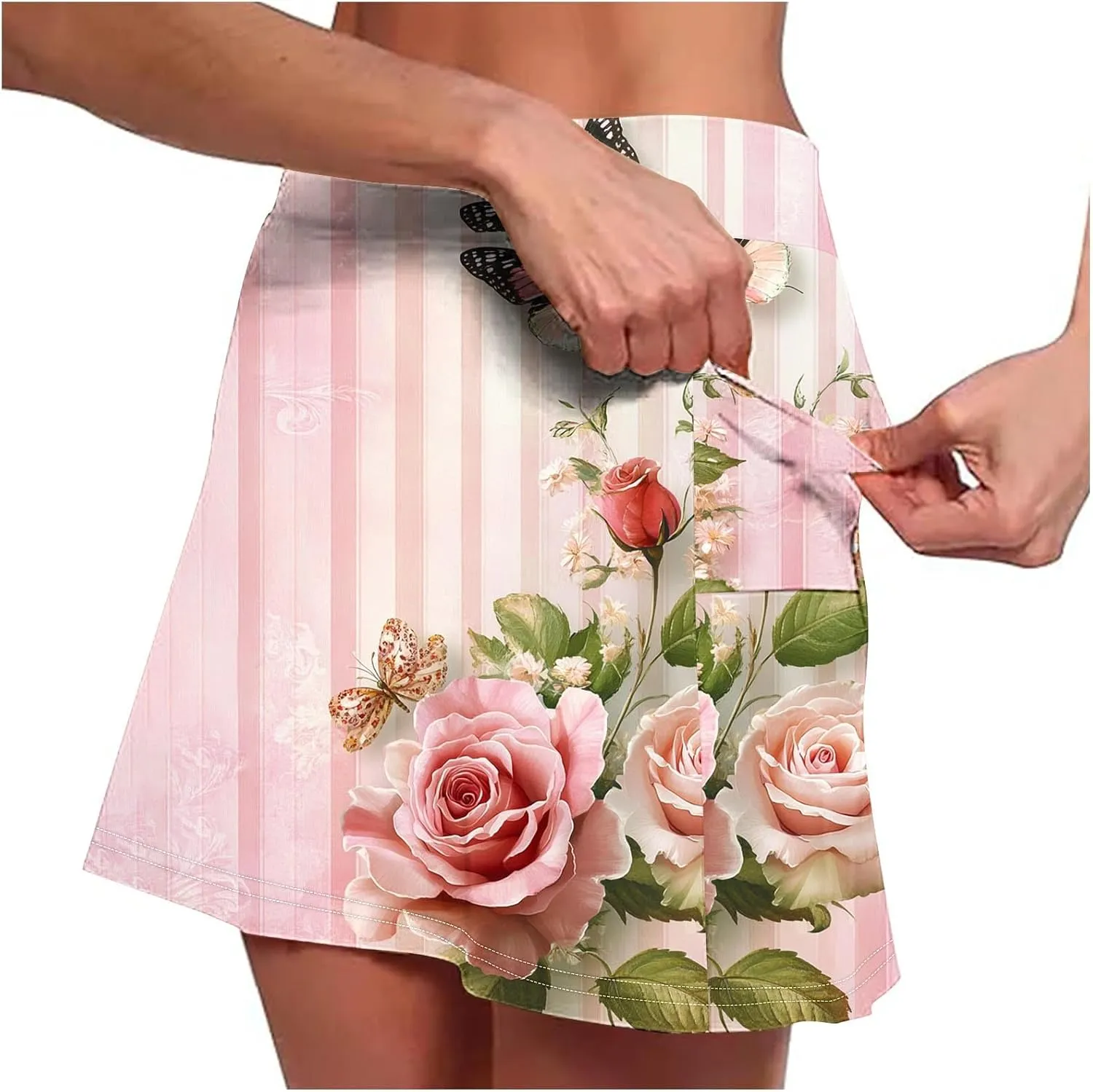 Skorts for Women Fashion High Waist Floral Print Skirts Inner Shorts Summer Sports Running Skirt 2025 Gym Yoga Outfit