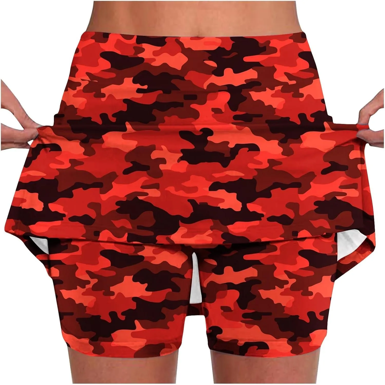 Skorts for Women High Waisted Inner Shorts, Fashion Floral Print Tennis Golf Shorts Mid Waist Comfy Casual Shorts