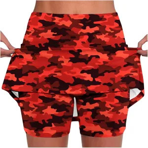 Skorts for Women High Waisted Inner Shorts, Fashion Floral Print Tennis Golf Shorts Mid Waist Comfy Casual Shorts
