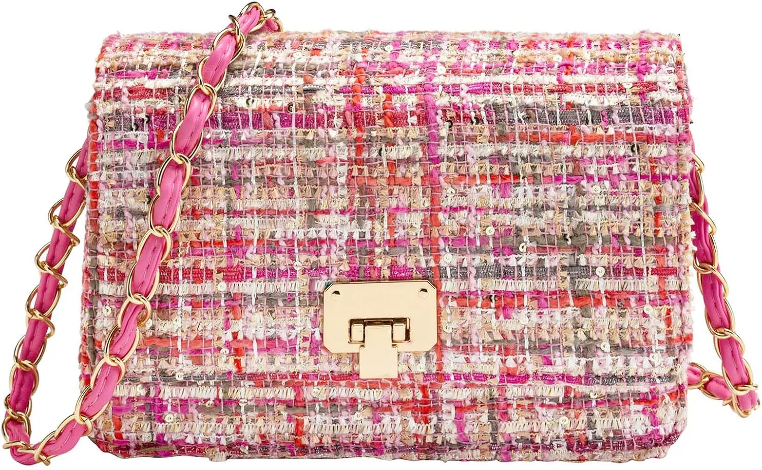 Small Quilted Shoulder Bag for Women Trendy Tweed Mini Clutch Chain Handbag Purses Designer Evening Crossbody Bag
