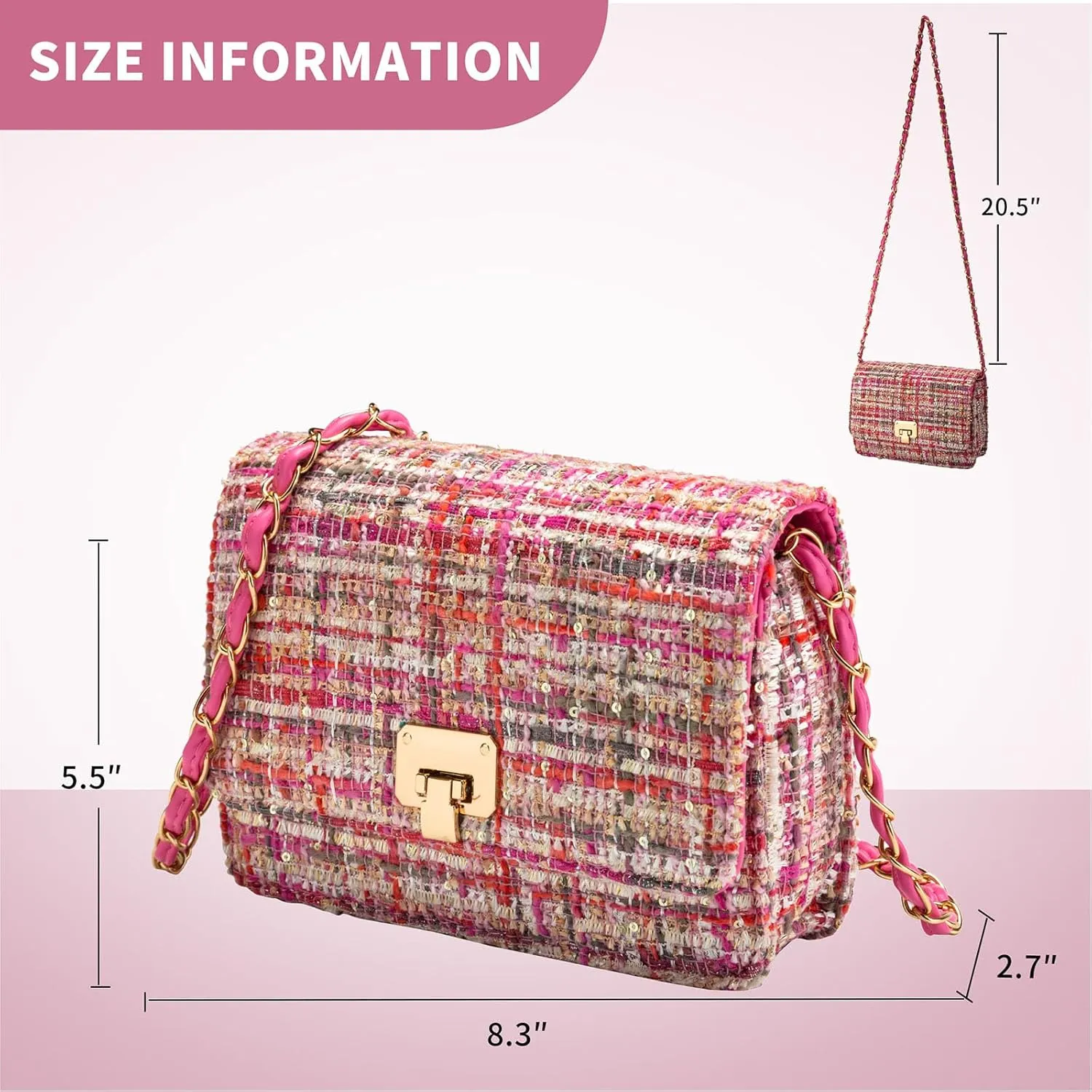 Small Quilted Shoulder Bag for Women Trendy Tweed Mini Clutch Chain Handbag Purses Designer Evening Crossbody Bag