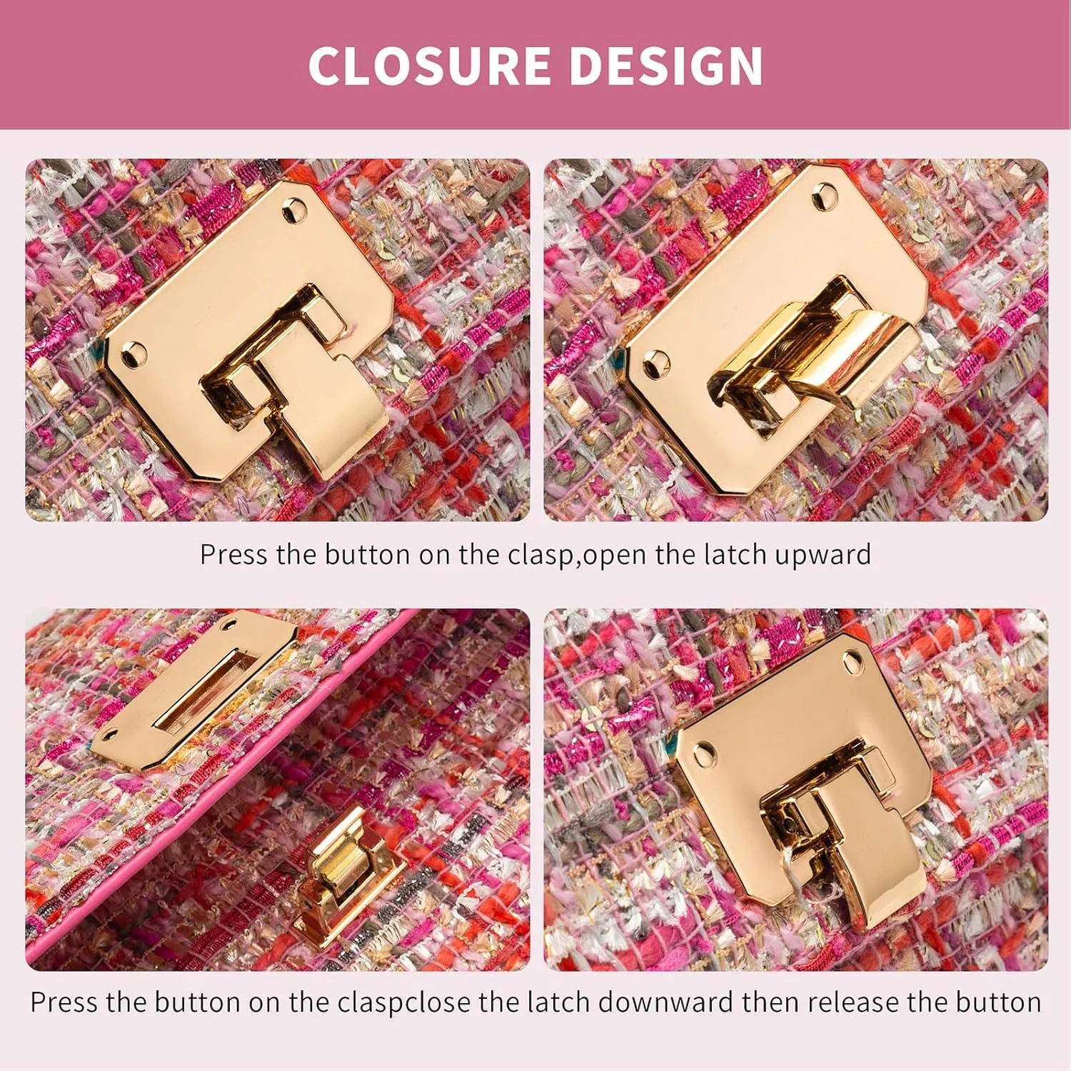 Small Quilted Shoulder Bag for Women Trendy Tweed Mini Clutch Chain Handbag Purses Designer Evening Crossbody Bag