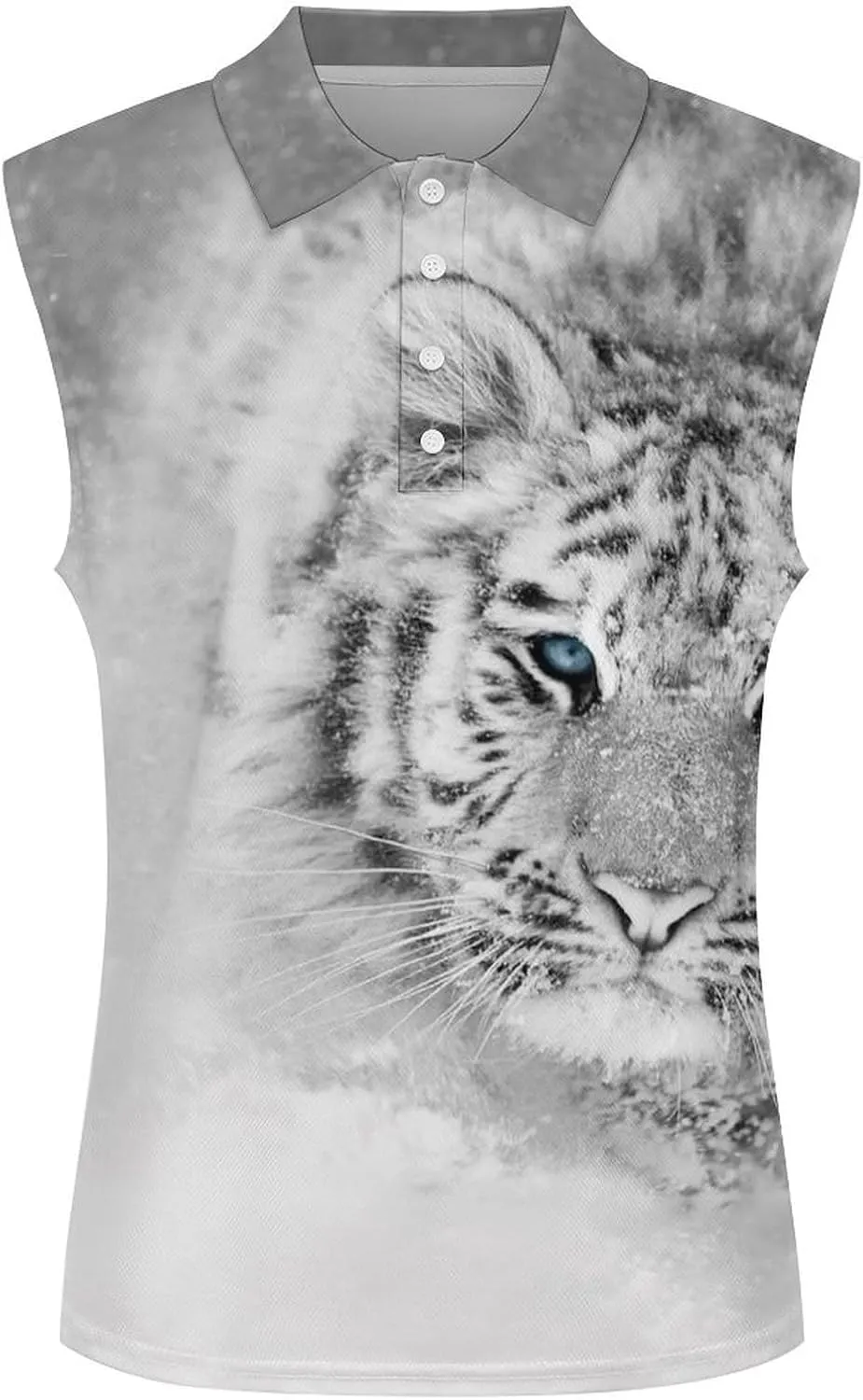 Snowy White Tiger Women's Sleeveless Golf Polo Shirts Athletic Tank Tops