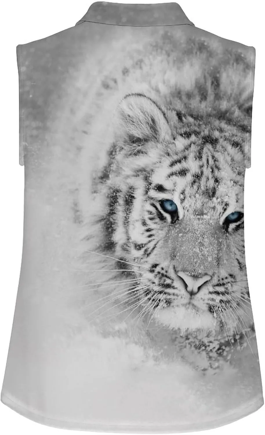 Snowy White Tiger Women's Sleeveless Golf Polo Shirts Athletic Tank Tops
