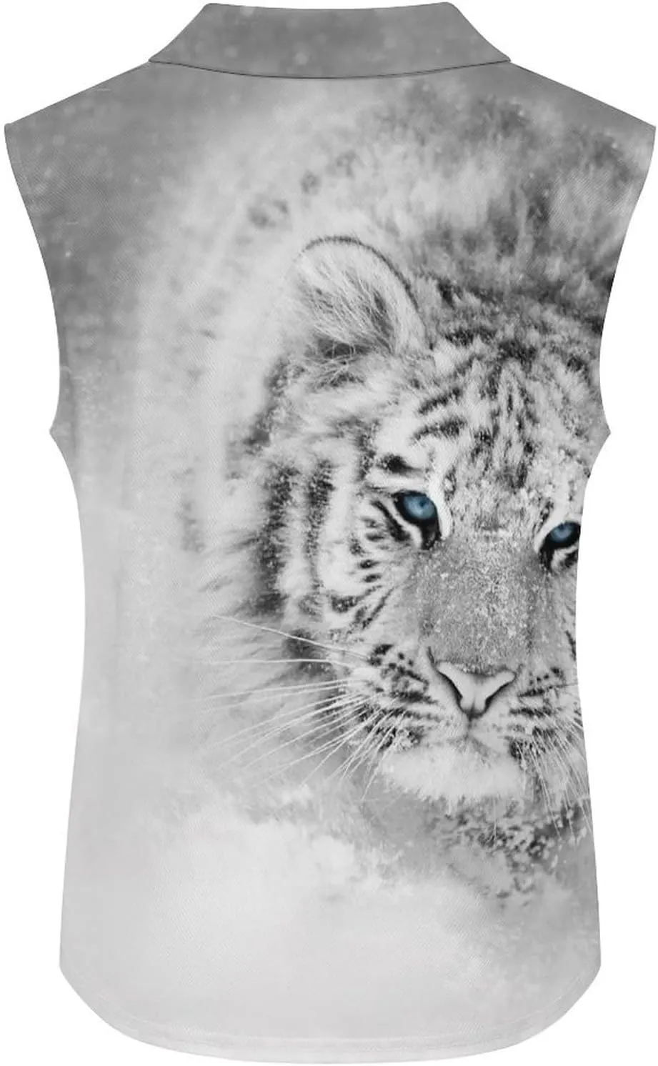 Snowy White Tiger Women's Sleeveless Golf Polo Shirts Athletic Tank Tops