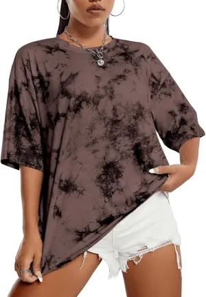 SOFIA'S CHOICE Tie Dye Shirt Women Oversized Tshirts Summer Casual Short Sleeve Tee Tops