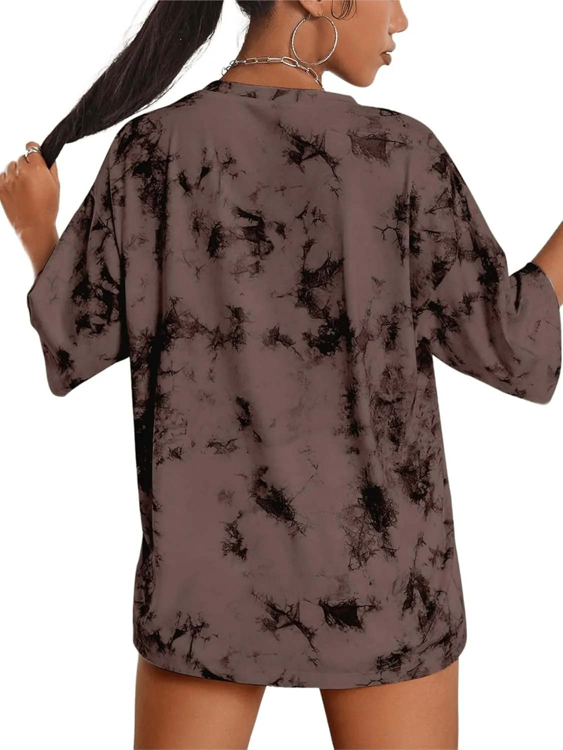SOFIA'S CHOICE Tie Dye Shirt Women Oversized Tshirts Summer Casual Short Sleeve Tee Tops
